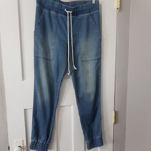 Cloth & Stone Chambray Lightweight Lyocell blend Cargo Jogger Pant Sz S